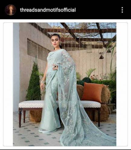Heavily embroidered Net Saree