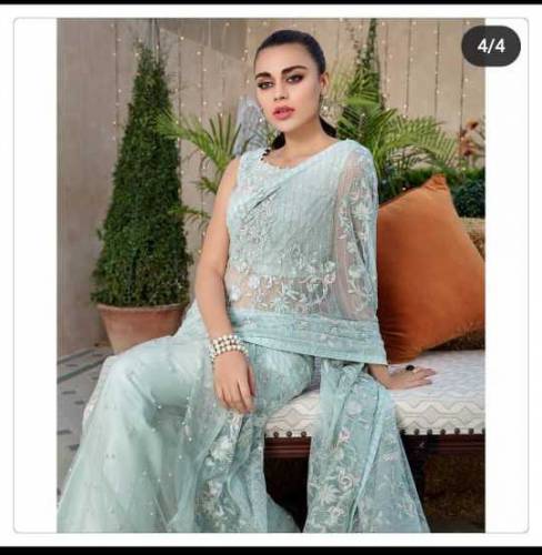 Heavily embroidered Net Saree