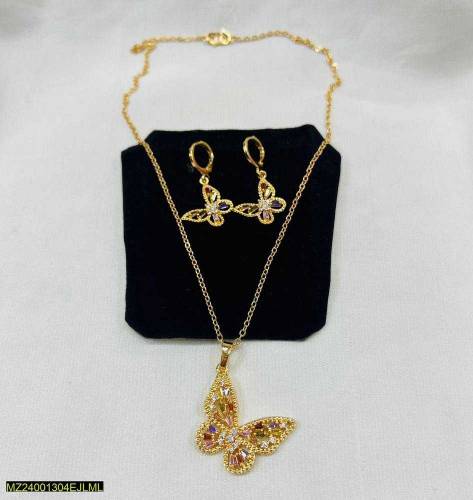 gold plated  zircone stones necklac set 