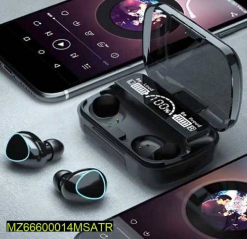 M10 digital display case ear buds black 