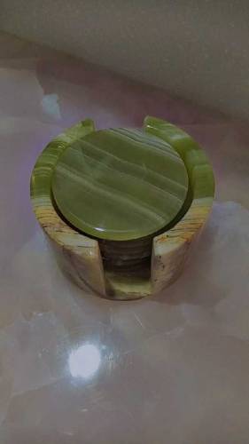 onyx green marble coaster 