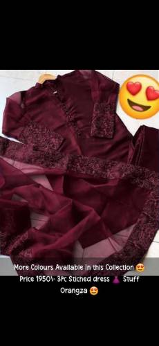 Stitched Silk Dress 3PC 