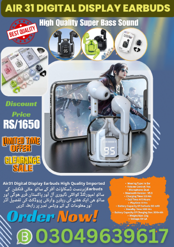 Air 31 High Quality Super Bass Sound Earbuds Imported 