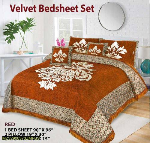 5 Pcs Velvet jacqurad Double bed sheet