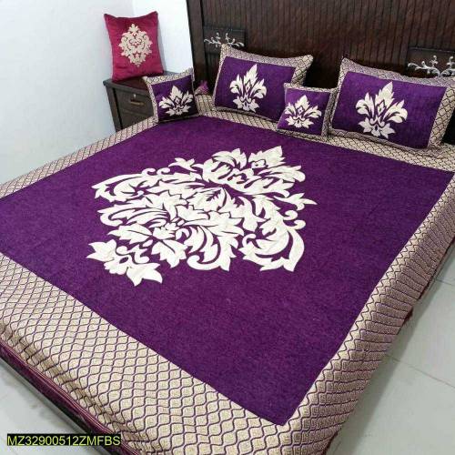 5 Pcs Velvet jacqurad Double bed sheet