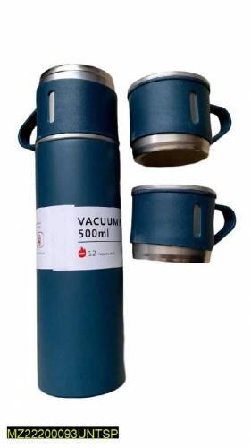 Stainless Steel Vacuum Flask Set With 2 Cups, 500ml
