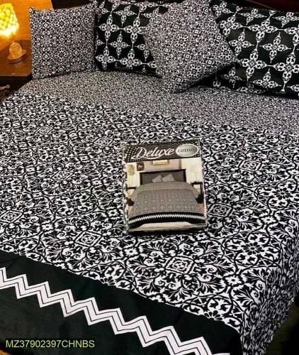5 pcs cotton printed double bedsheet 