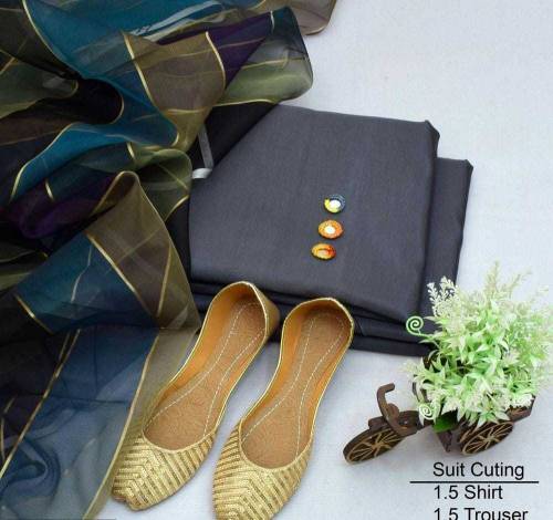 plain shirt, trouser and dupatta with free khussa