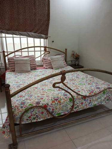 king size double bed with metress sidetable dressing table, mirror