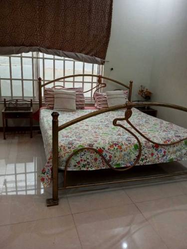 king size double bed with metress sidetable dressing table, mirror