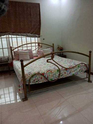 king size double bed with metress sidetable dressing table, mirror