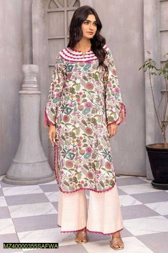 2Pcs woman.s Unstitched Masuri printed Suit TZK-71