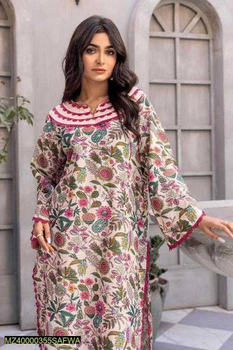 2Pcs woman.s Unstitched Masuri printed Suit TZK-71