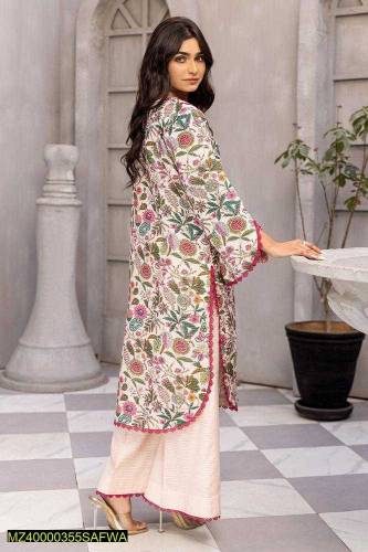 2Pcs woman.s Unstitched Masuri printed Suit TZK-71