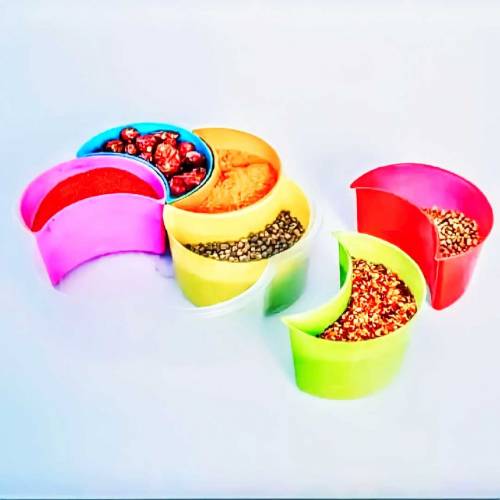 6 in 1 Partition Kitchen Seasoning Box Masala Box Set 6 Grid Portion