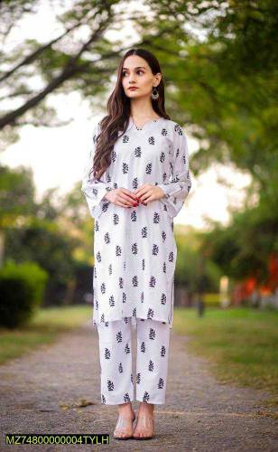 *Product Name*: 2 Pcs Women's Stitched Linen Printed Shirt And Trouser