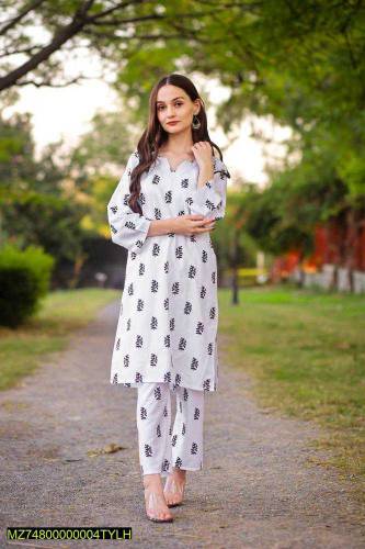 *Product Name*: 2 Pcs Women's Stitched Linen Printed Shirt And Trouser