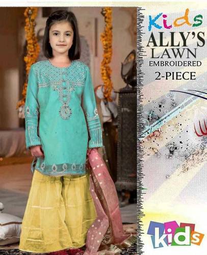 2 pic's girls  Unstitched Lawn Embroidered Suit