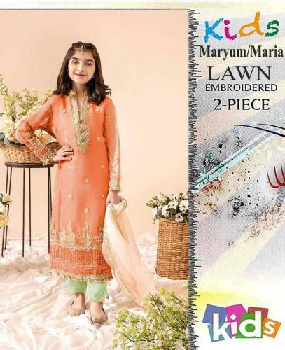 2 pic's girls  Unstitched Lawn Embroidered Suit