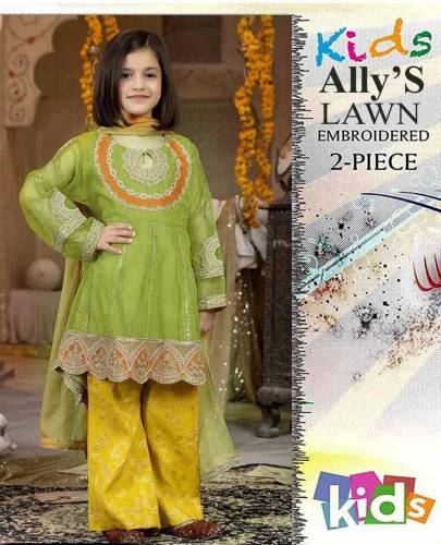 2 pic's girls  Unstitched Lawn Embroidered Suit