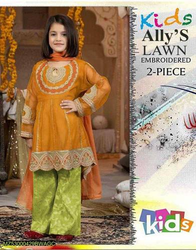 2 pic's girls  Unstitched Lawn Embroidered Suit