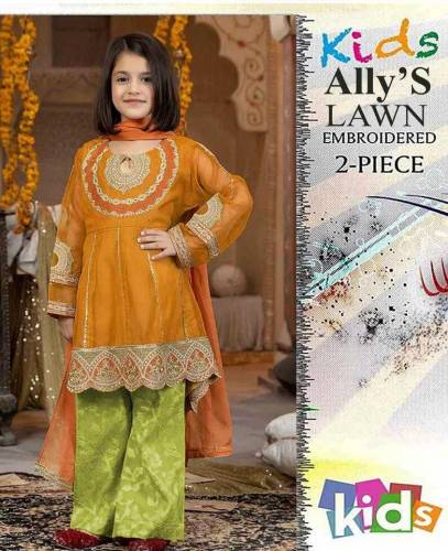 2 pic's girls  Unstitched Lawn Embroidered Suit