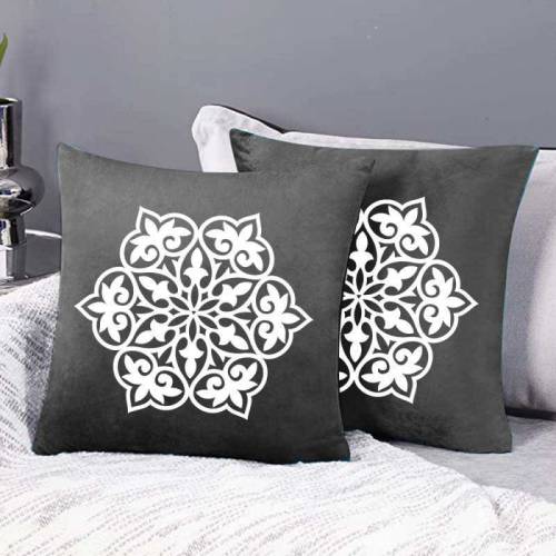 Pair Of Velvet Cushion Cover laser Motive Front Of The Cushion