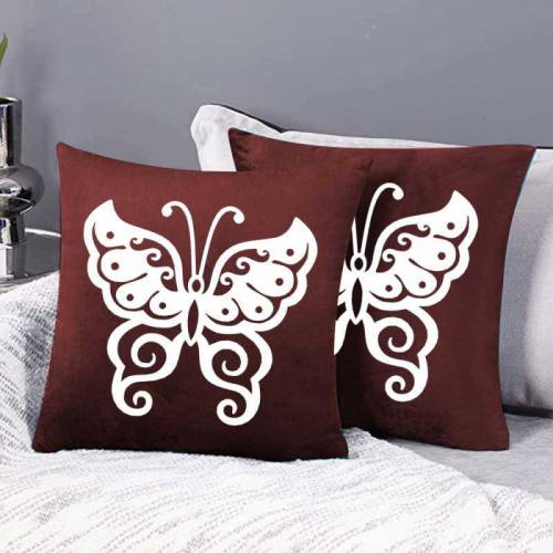 Butterfly Pair Of Velvet Cushion Cover Specific Color And Style Choice