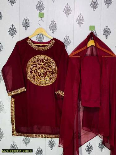 •  Fabric: Chiffon•  Pattern: Embroidered•  Available Sizes: Medium•  