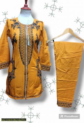 Doria cotton staight 2pcs Emboridered suit
