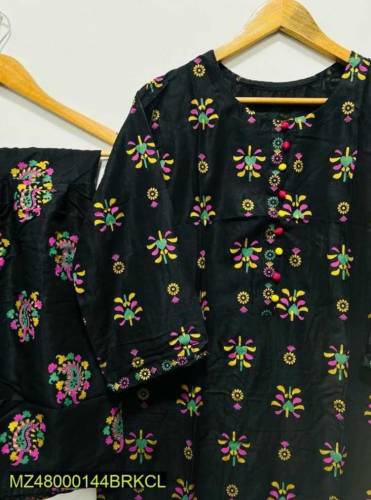 block printed beautiful stitch suit two piece