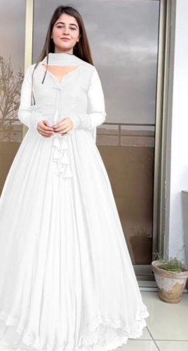 3 Pcs Women's Stitched Chiffon883Plain Suit