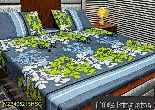 3 Pcs Cotton Printed Double Bedsheets