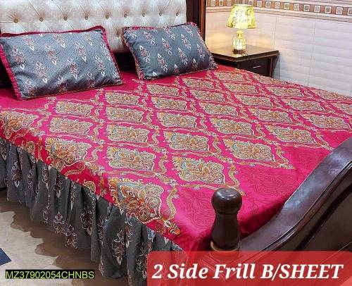 3 Pcs Cotton Printed Double Bedsheets