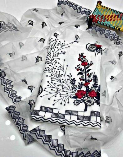 2 Pcs Unstitched Khaddi Net Embroidered Suit 