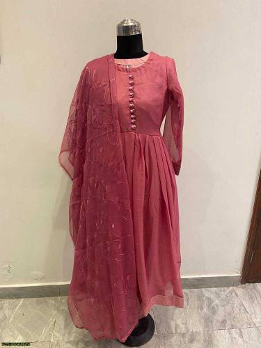 3 pcs women's stitched chiffon plain maxi 
