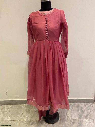 3 pcs women's stitched chiffon plain maxi 