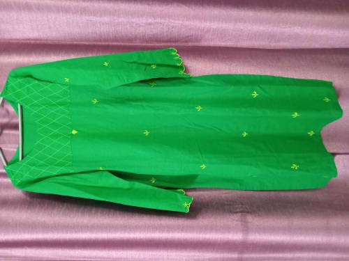 Khadder 3 pc embroidered suit in green colour 