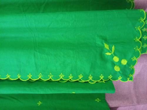 Khadder 3 pc embroidered suit in green colour 