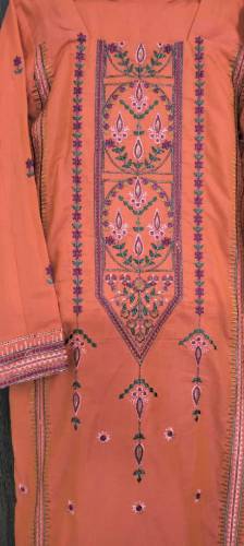 Cotton 3pc suit with lawn pink dupatta. 