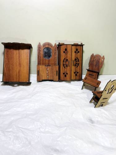 toy bed and chair set, complete set for dolls, play furniture set
