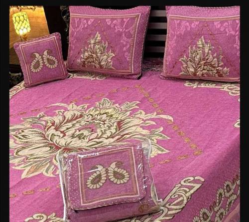 4 Pcs Velvet Jacquard Double BeedSheet