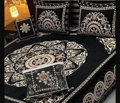 4 Pcs Velvet Jacquard Double BeedSheet