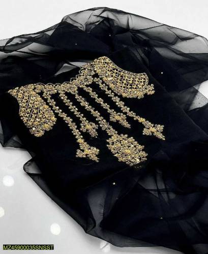 2 pcs women ,s unstitched organza embroidered suit 