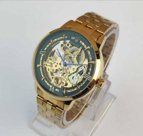 stainless steel analog Rolex watch