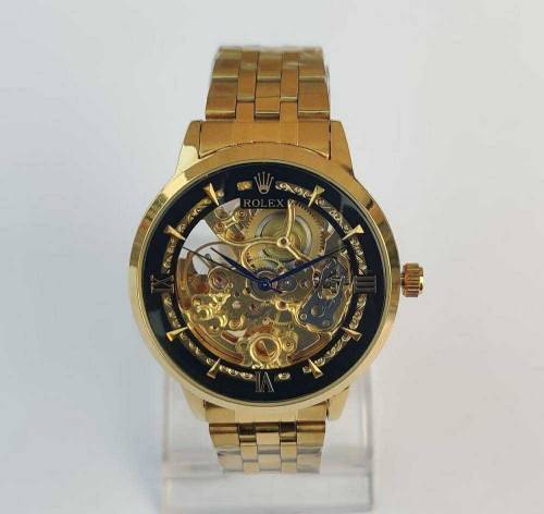stainless steel analog Rolex watch