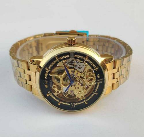 stainless steel analog Rolex watch