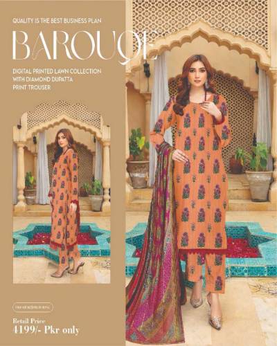 BAROQUE DIGITAL PRINT LAWN ALLOVER 3 PCS 2024