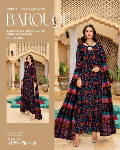BAROQUE DIGITAL PRINT LAWN ALLOVER 3 PCS 2024