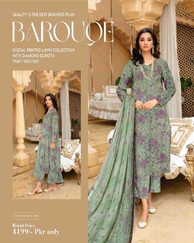 BAROQUE DIGITAL PRINT LAWN ALLOVER 3 PCS 2024